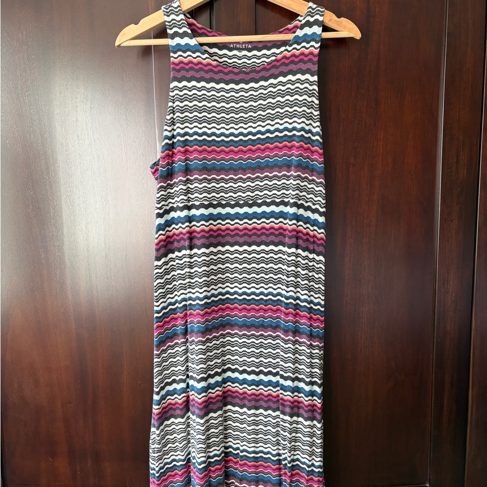 Athleta Santorini Colorful Striped Sleeveless Dress